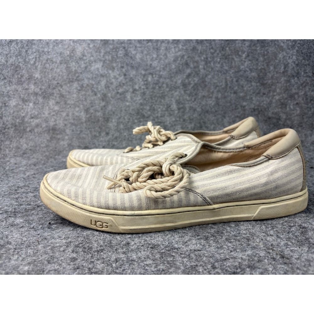 UGG Australia Sneakers Womens 10 Beige‎ Striped Canvas Rope Lace Up 1004141